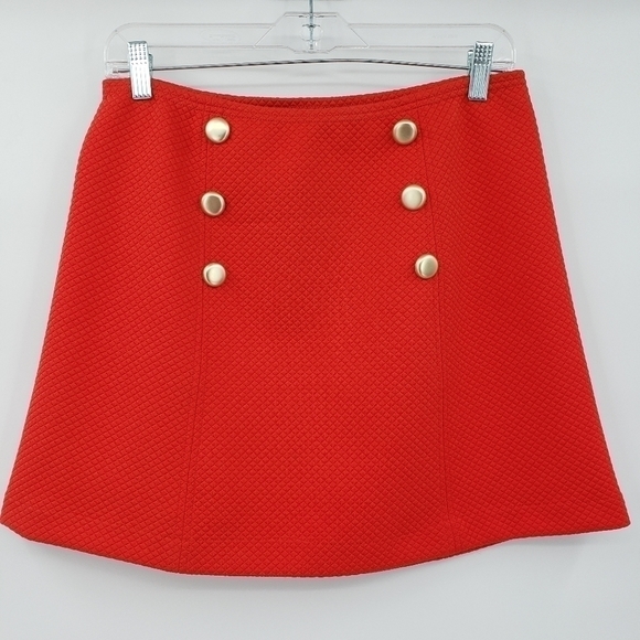KENSIE Casual Red Mini Skirt w/ Gold Buttons - Picture 1 of 7